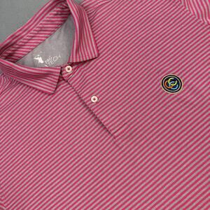 Coral Creek Polo Shirt Mens XL Pink Stripe Golf Stretch Performance F&G Tech